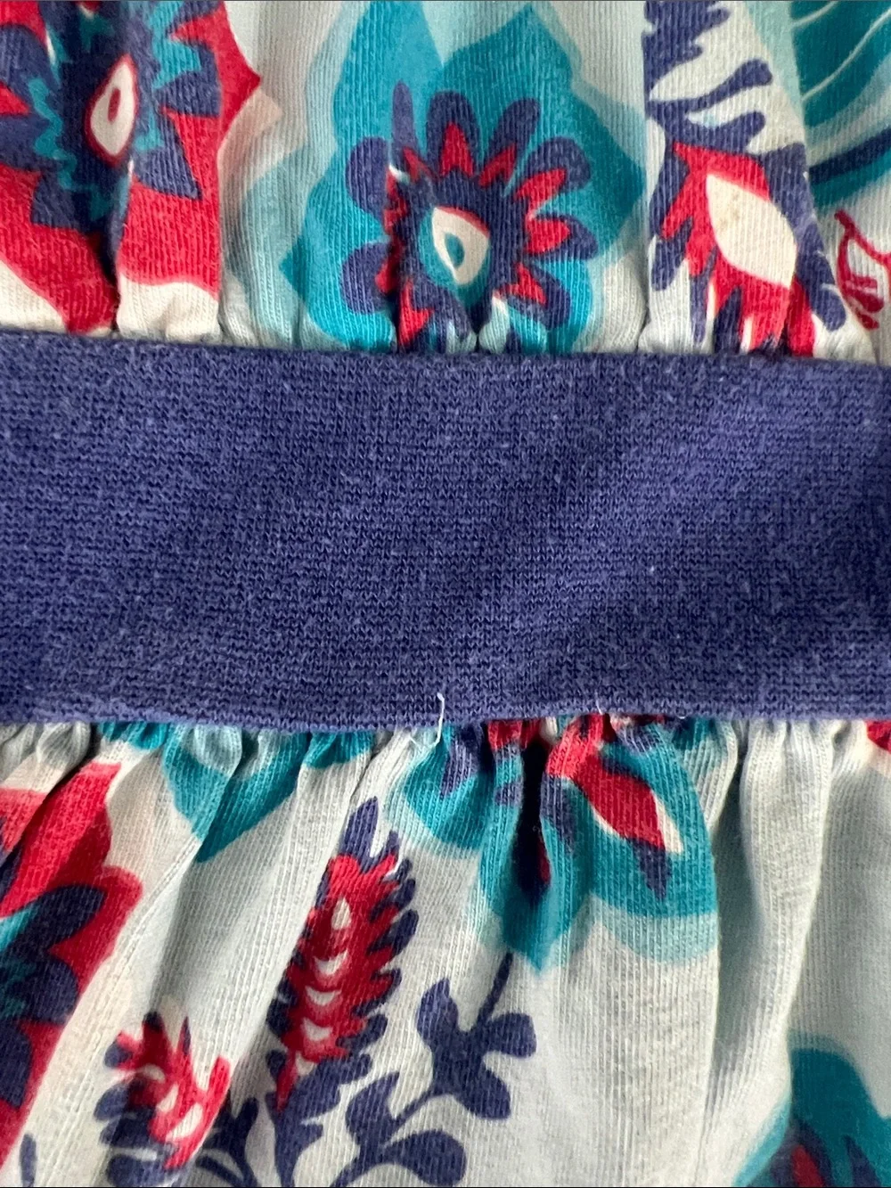 Tea Collection size 5 pale blue Floral tank Dress w/ purple-blue waistband